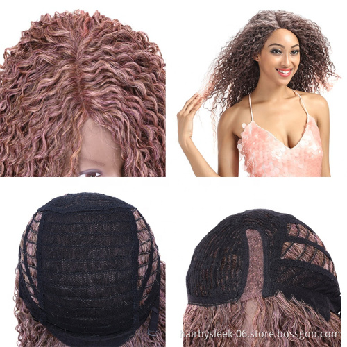Rebecca Fashion 26 inches Kinky Curly Wigs Synthetic Ombre Lace Wig High Resistant Fiber Synthetic hair  Wigs For Black Women